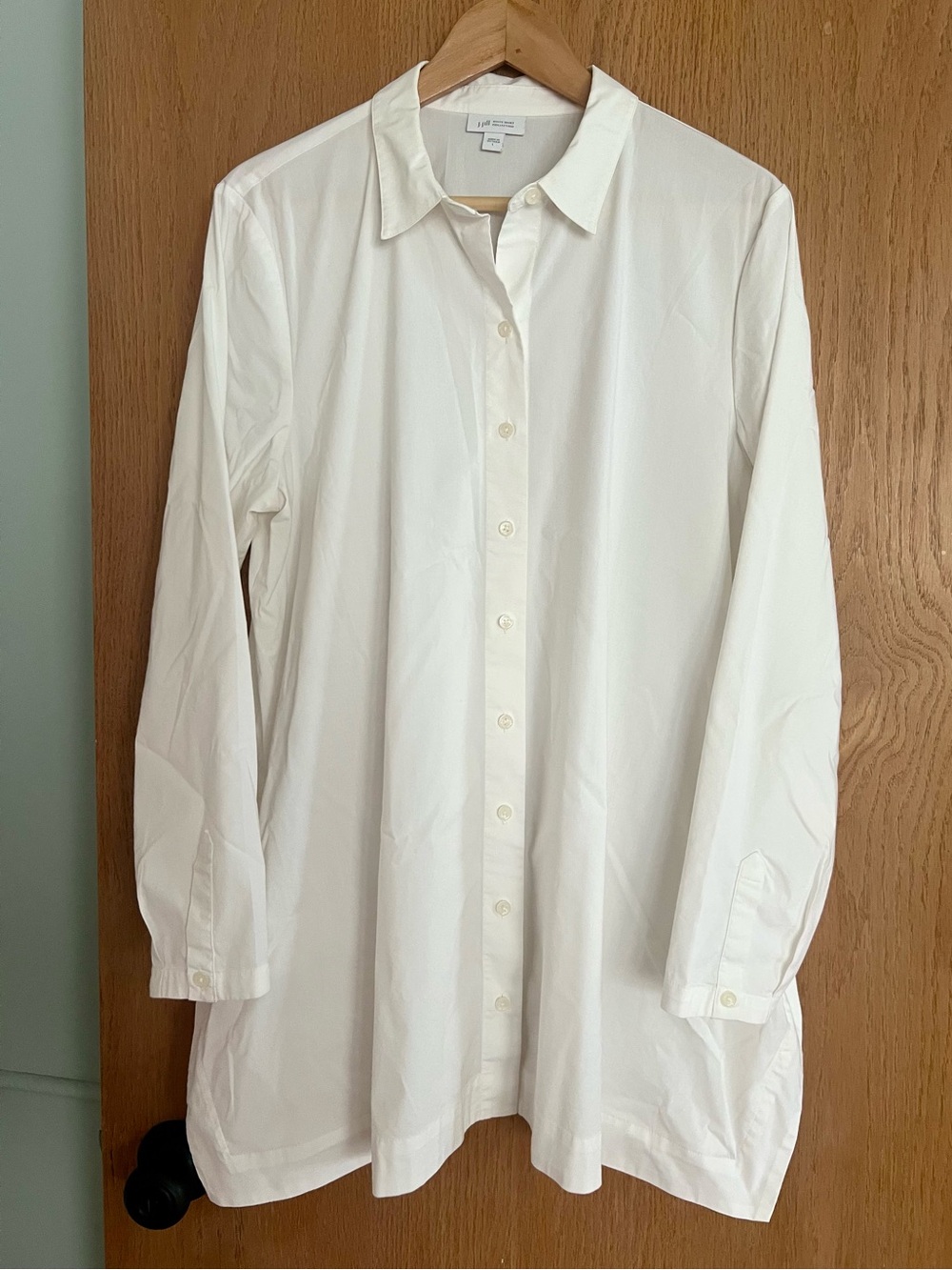 J Jill White Long-Sleeve Button Front Tunic size large